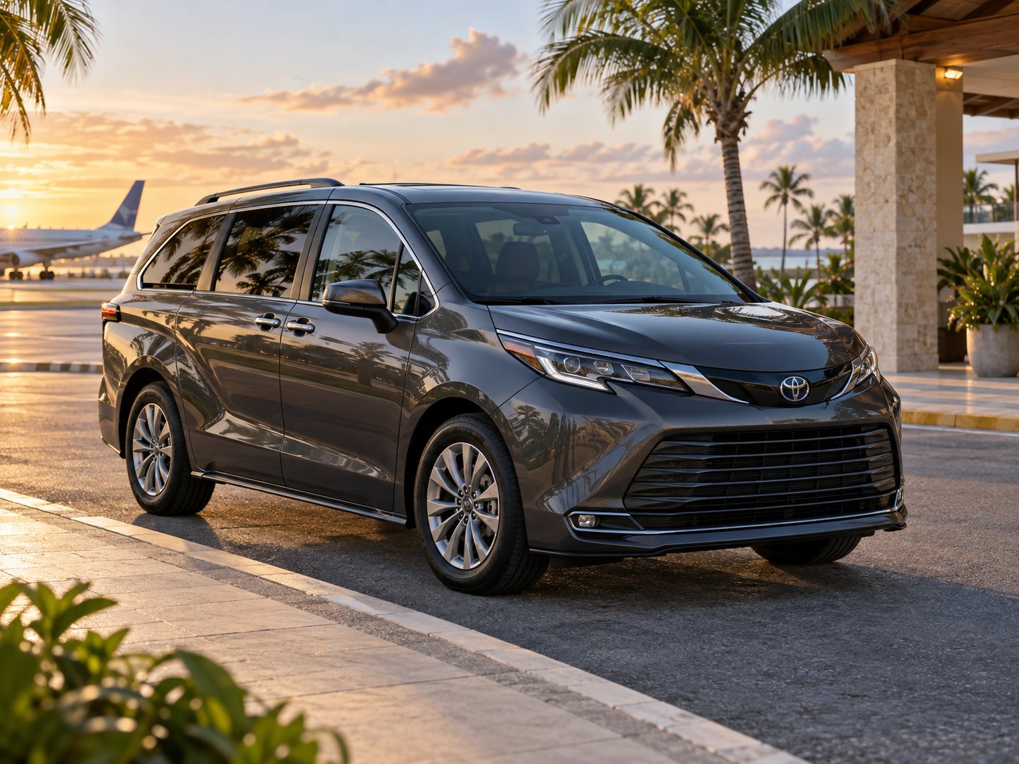Toyota minivan outside Puerto Plata International Airport